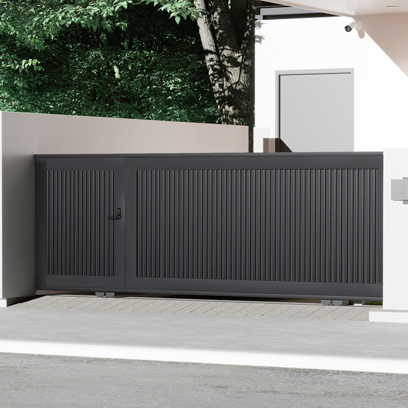 Custom translation electric gate wrought iron villa courtyard gate outdoor garage gate stainless steel country yard gate