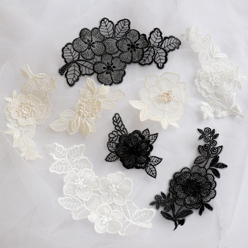 大きなレースの粘着パッチダウンジャケットメッシュ服蚊帳修理カーテンデカール刺繍穴装飾ステッカー