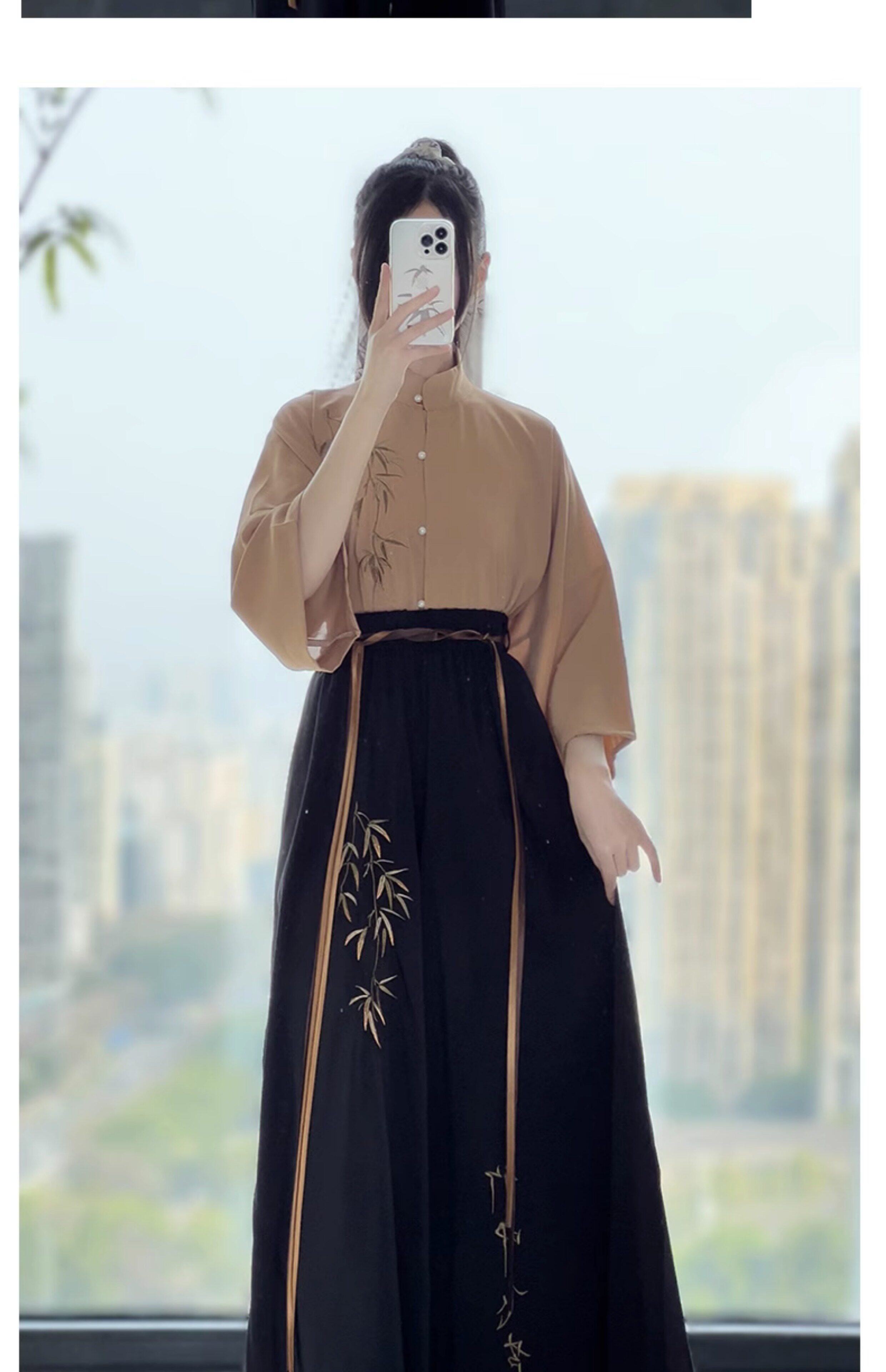 Китайцы одежда наборы 鼎尚原创【竹叶飞芦】汉服女2024新款宋制改良宋裤套装中国风古装