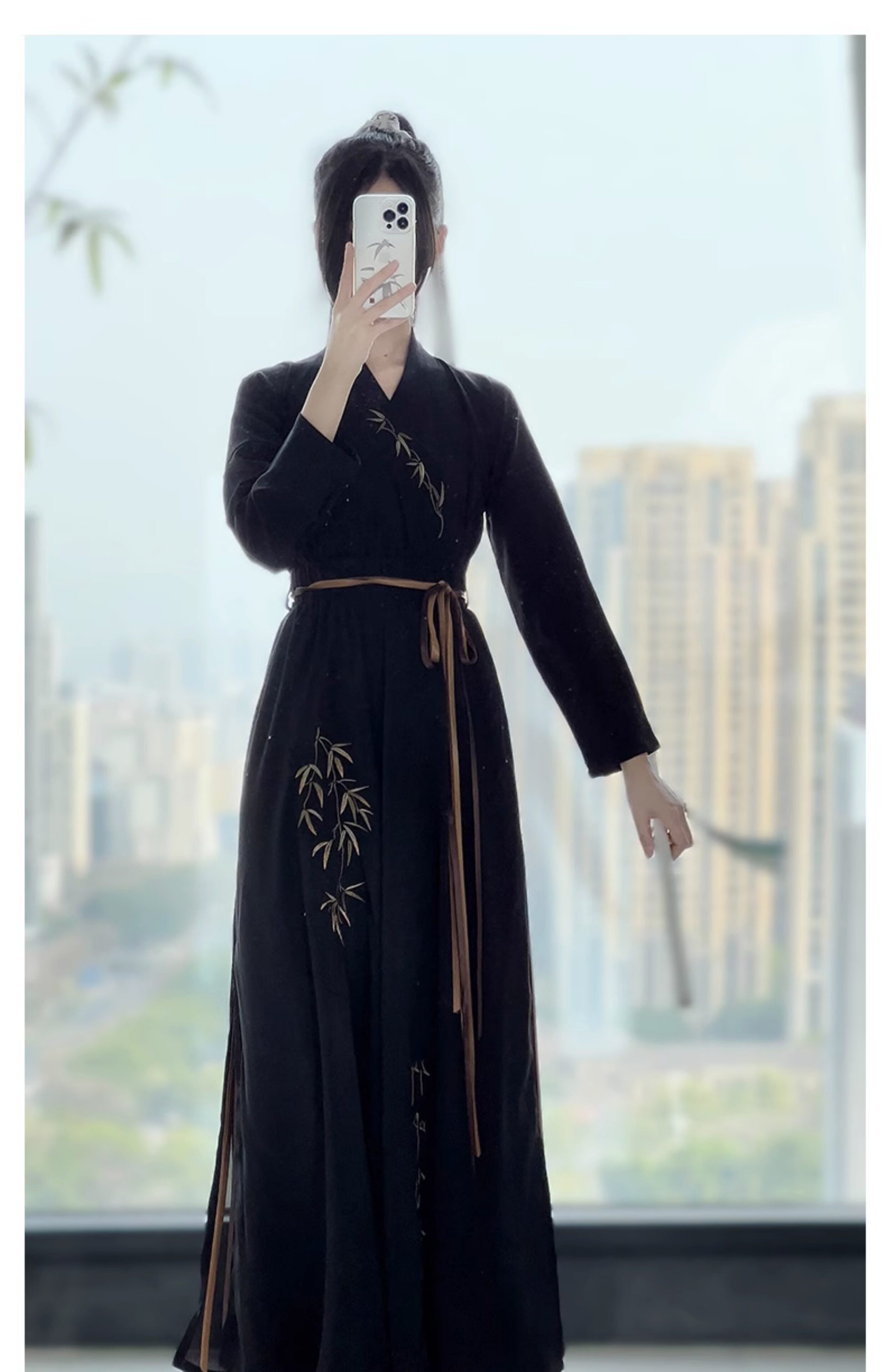 Китайцы одежда наборы 鼎尚原创【竹叶飞芦】汉服女2024新款宋制改良宋裤套装中国风古装