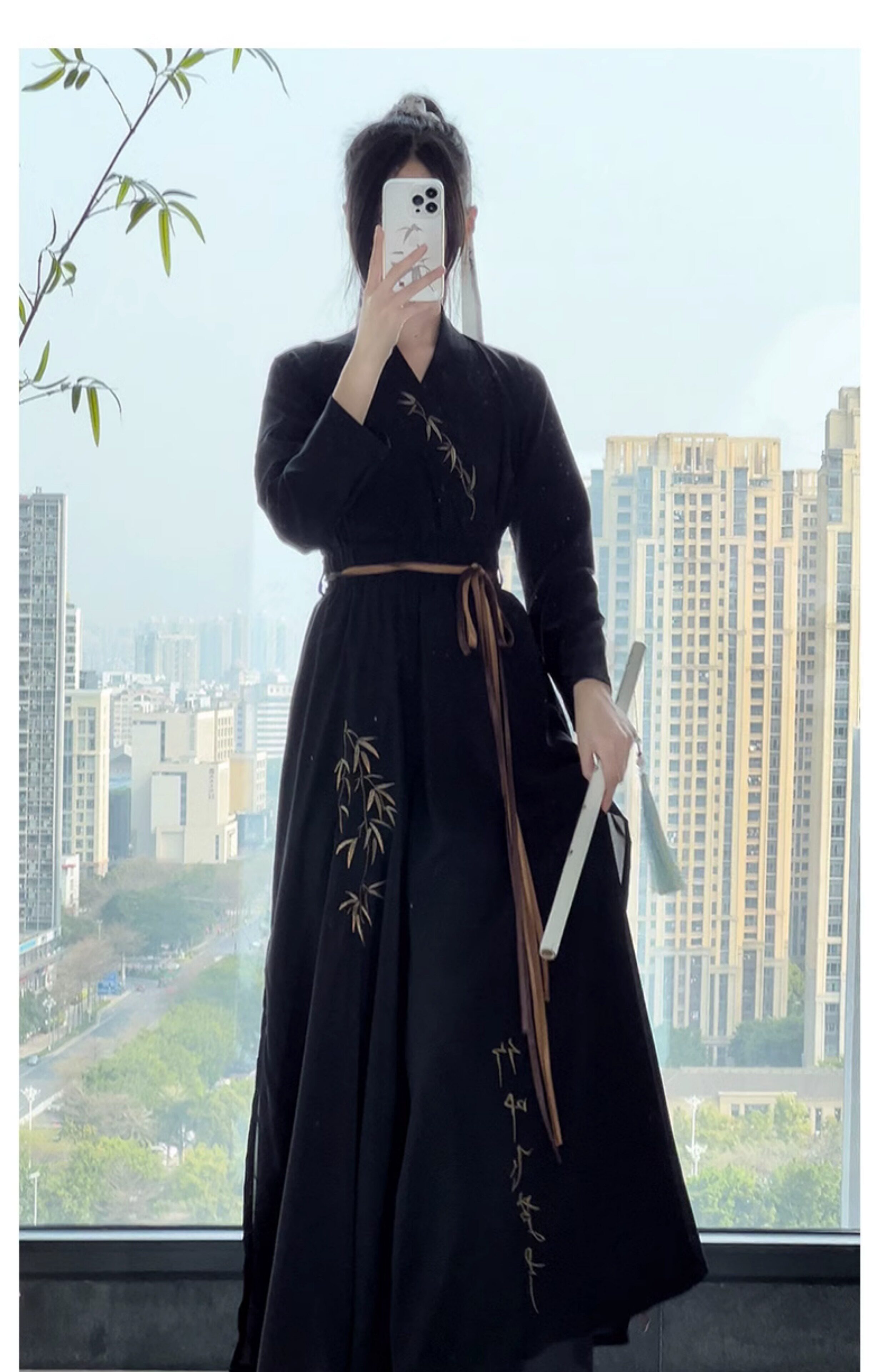 Китайцы одежда наборы 鼎尚原创【竹叶飞芦】汉服女2024新款宋制改良宋裤套装中国风古装