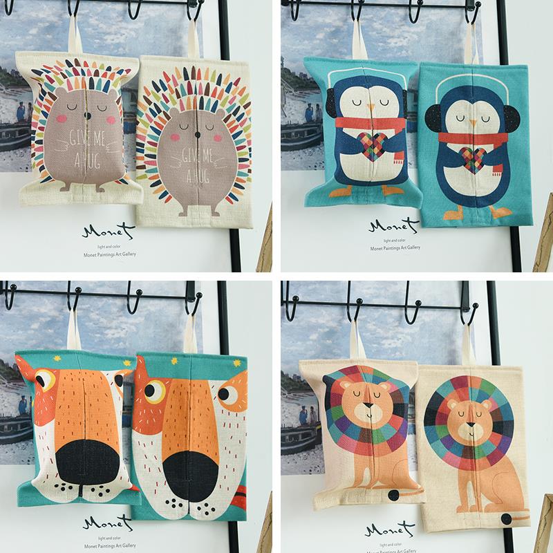Cartoon paper towel set kitchen bathroom hook paper towel bag hanging paper towel bag fabric hanging paper bag paper towel bag