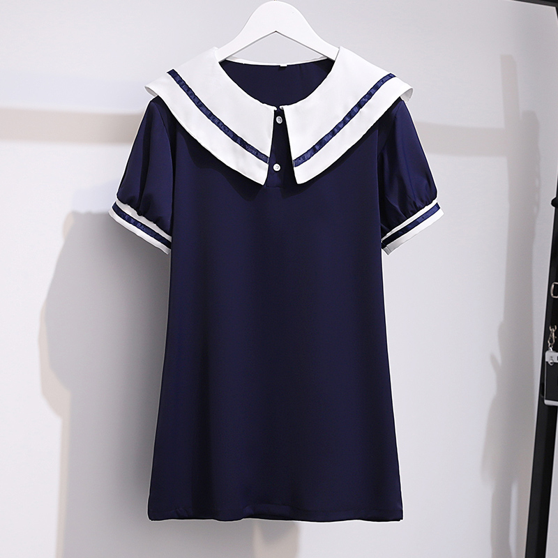 Little girl Ocean dress Summer new Academy Winds polo shirt Skirt Short Sleeve Children Foreign Pie Net Red Princess Dress