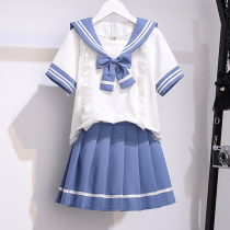 Girls Summer Suit Jk Uniform Skirt Girl Little Girl Little Girl Thyme Dress Net Red Summer Clothing Sailor Academy Wind two sets