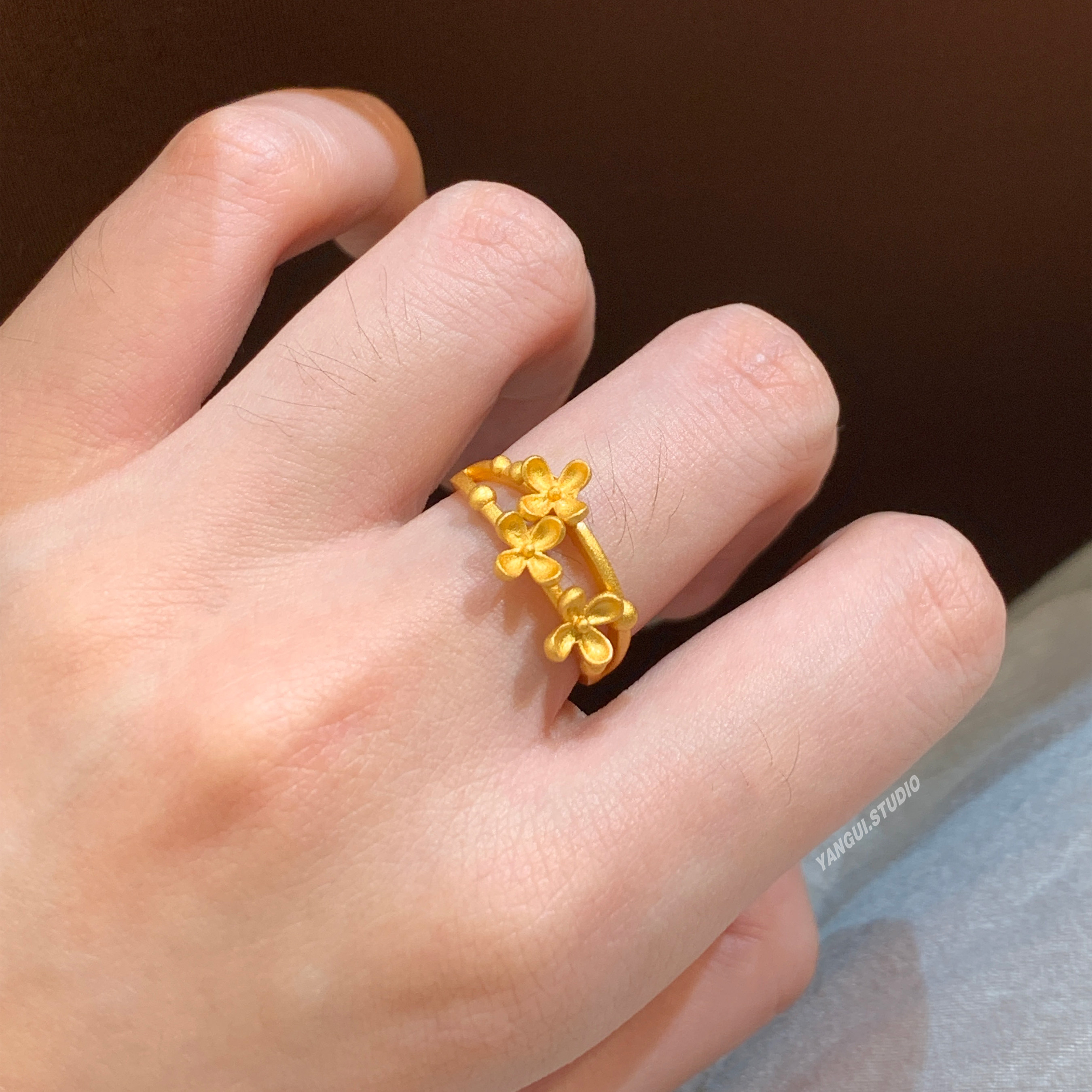 Yan Gui Ye Jing Osmanthus Chinese Style Silver Ring for Women