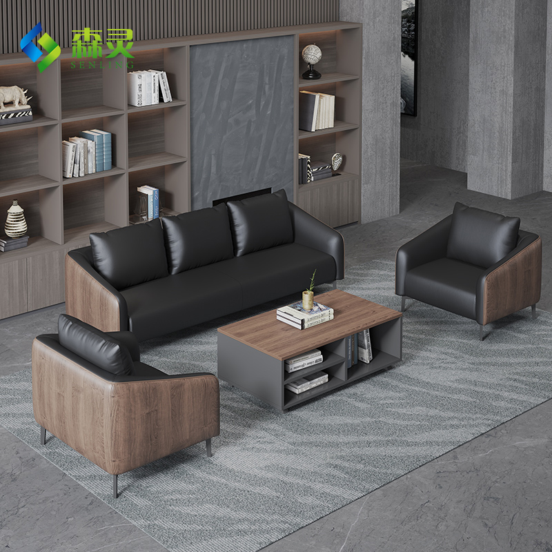 Office sofa three-person small simple modern business reception negotiation rest area coffee table combination set