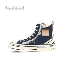  xVESSELHIGHS NAVY navy blue high-top vulcanized shoes mens and womens canvas shoes