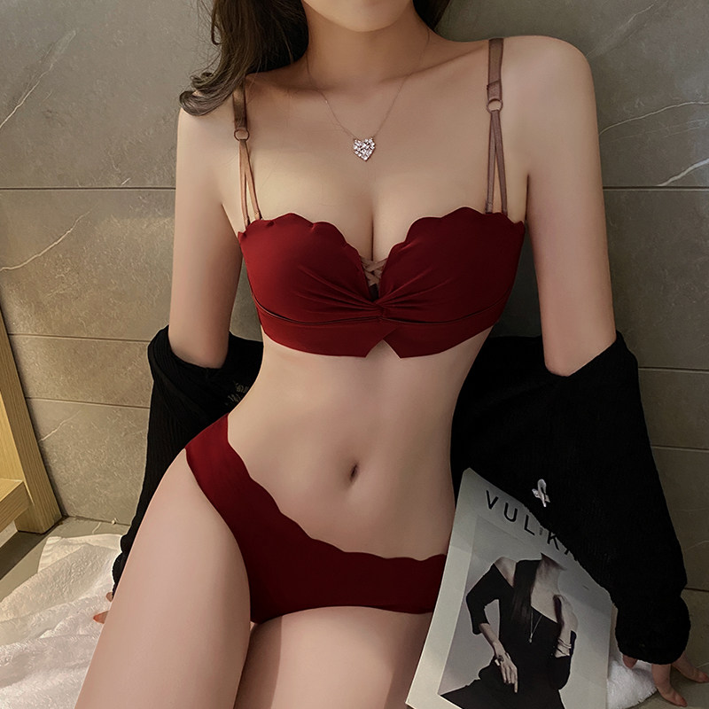 Vimilu Red Red Ben Year Wedding Inner Dress Pants Suit Women Summer Small Breasts Coalesch With Thin Bra Sexy Hood