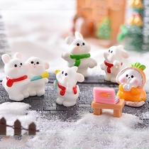 Scarf Couple Bunny Doll Doll Home Fish Tank Succulent Bonsai Micro Landscape Decoration Baking Cake Ornament