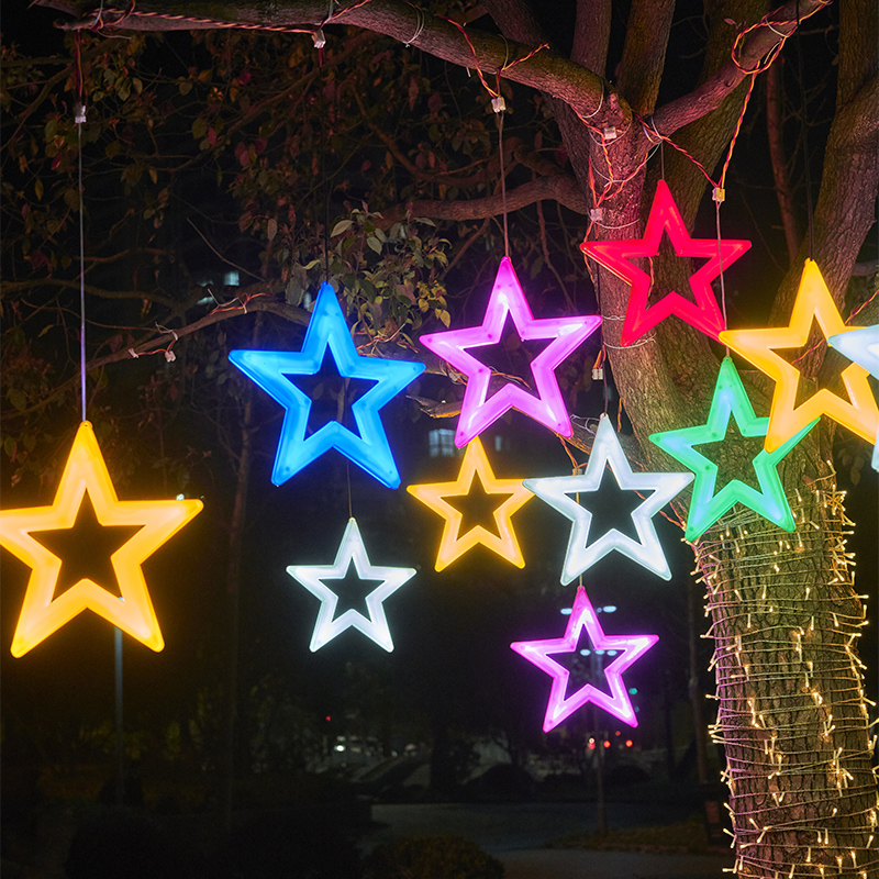 led pentagram decorative lamp outdoor waterproof hanging tree lantern project lighting festival modeling lamp snowflake lamp
