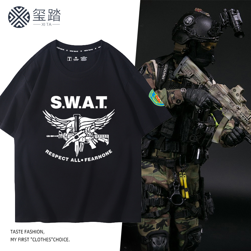 Russian Alpha T-Shirt Russian Special Forces Clothing Military Fans Military Style Pure Cotton Men's and Women's Casual Short-Sleeved Shirt