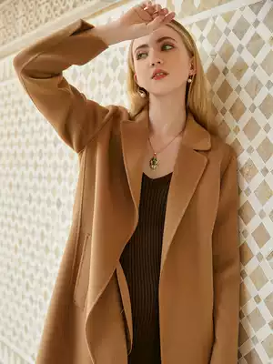 Autumn and winter double-sided cashmere coat women's 2021 new woolen coat medium and long thickened woolen coat wool