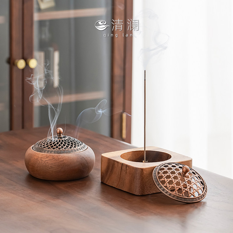 Hupeach Wood Tea Doubleway Incense Stove Home clubhouse Incense Spice incense Incense Stove Fragrant down Base Honolulu Incense Rack-Taobao