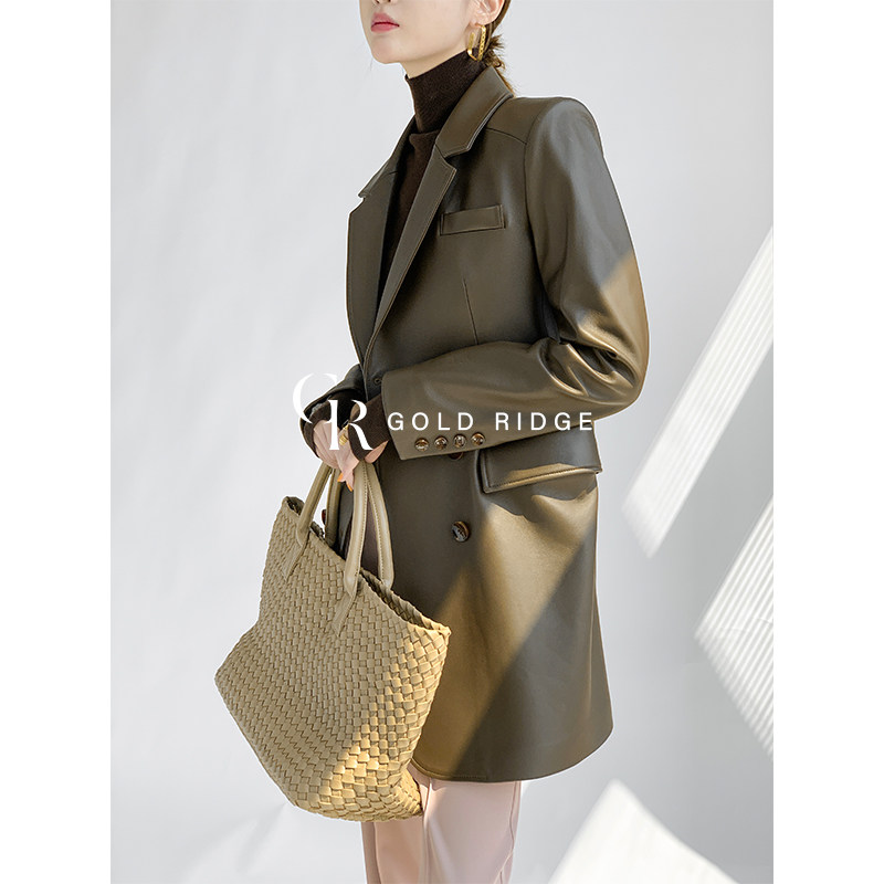 GOLD RIDGE-Spain imports genuine leather sheep leather curly leather coat with jacket sheepskin winewear