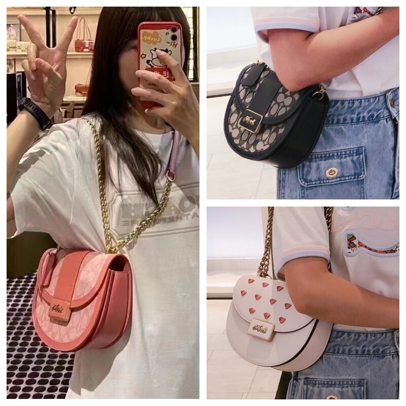 2022 new women's bag Alie Saddle Valentine's Day Caring Old Flower Single shoulder chain jacquard obliquely satchel saddle bag