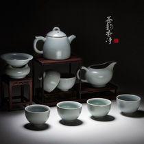Ru kiln ceramic kung fu tea set set home office guest tea cup tea light luxury high-end teapot supplies