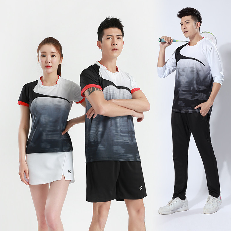 New badminton clothing women's skirt quick-drying table tennis sports suit men's volleyball top competition printed badminton clothing