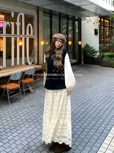 Комплект, лонгслив, платье, дизайнерская длинная юбка, свободный крой