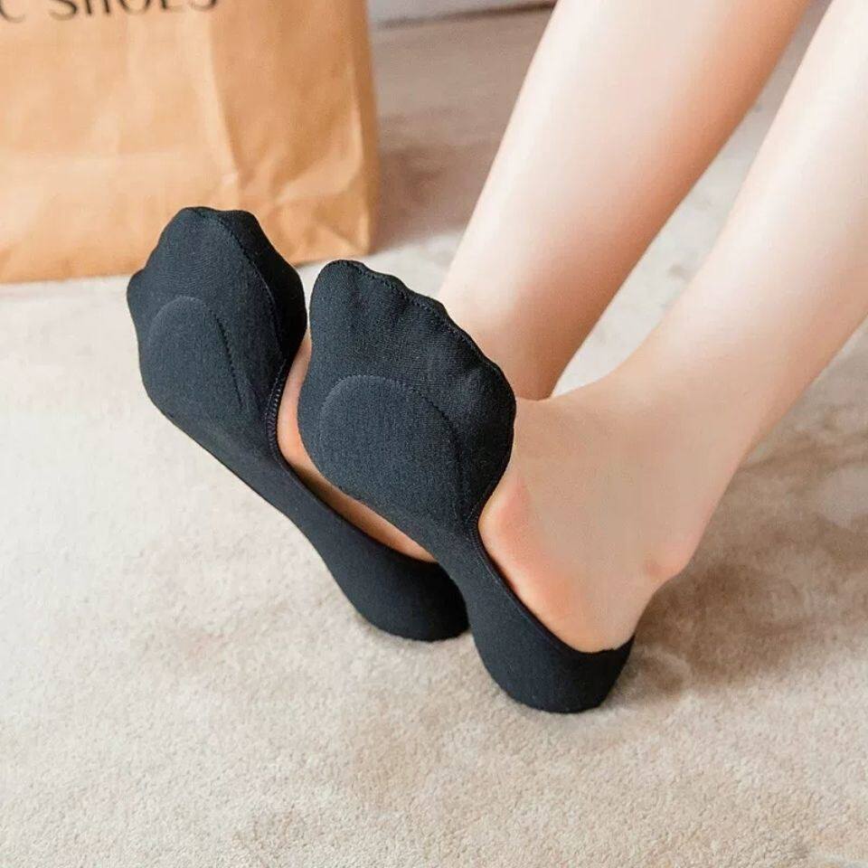 5 Double shallow mouth Boat Sox women No sides High heels Shoes Invisible Socks Summer Pure Cotton Silicone Anti Slip Short Socks Suction sweat