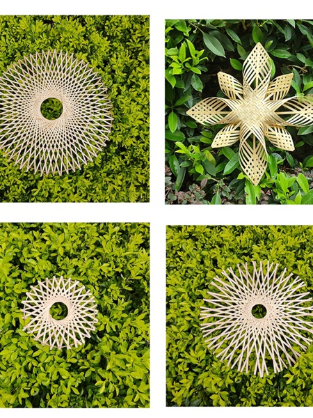 Snowflake Circle and Creative Handicraft Bamboo Woven Homestay Hotel Living Room Kindergarten Wall Decoration Background Wall Mural Decoration