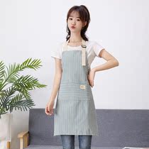 Cotton and linen apron household kitchen women fashion overalls cooking waist cotton cloth breathable ladies beautiful and simple