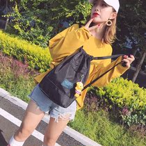 Korean version waterproof drawstring backpack Men and women simple student school bag Fitness exercise bag Make-up bag Lightweight travel bag