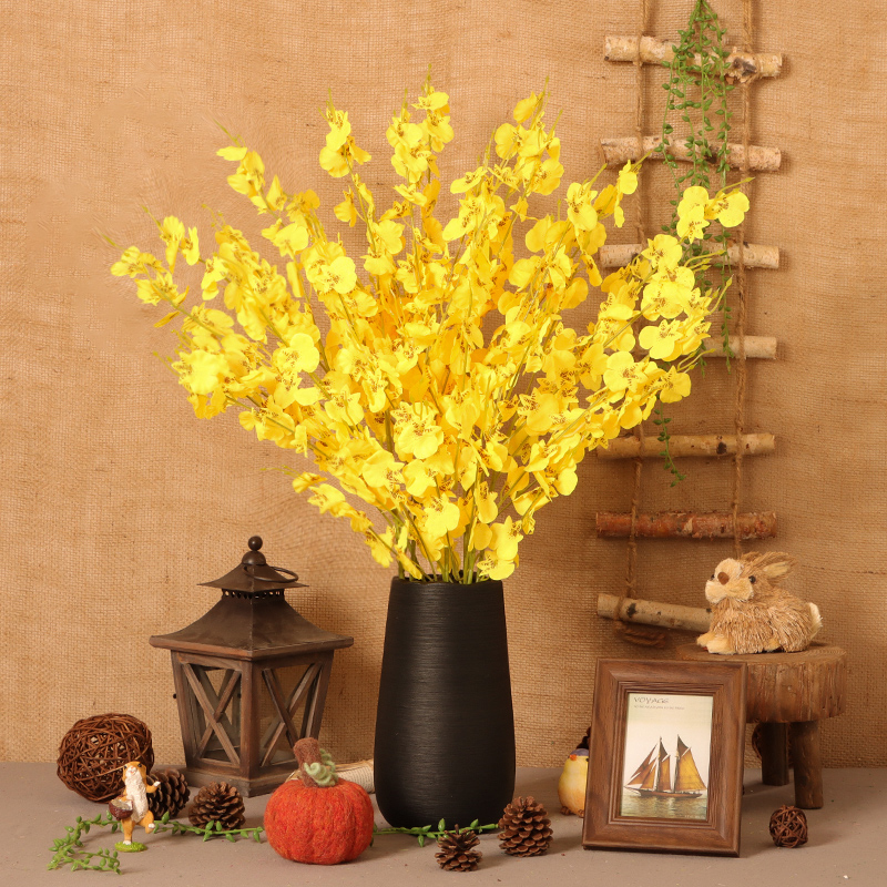 Dancing Lan Emulation Flowers High Quality Light Lavish Dining Room Decoration Furnishing TV Cabinet Yellow Greet Spring Fake Flower Pendulum
