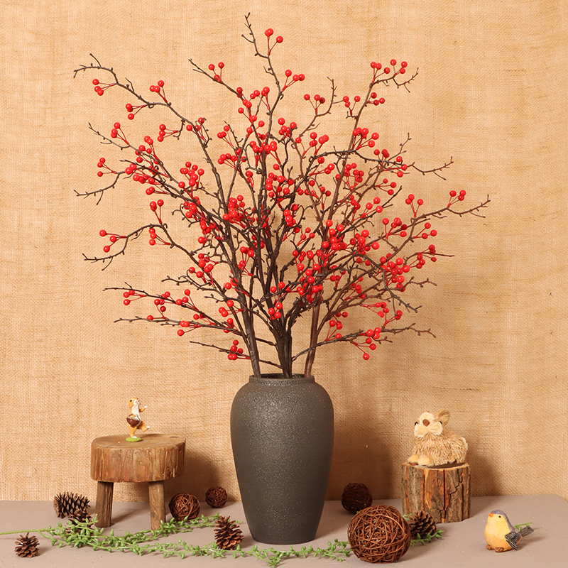 Fortune fruit red red fruit holly fruit dried flower simulation flower living room New Year decoration flower wedding floral berry decoration