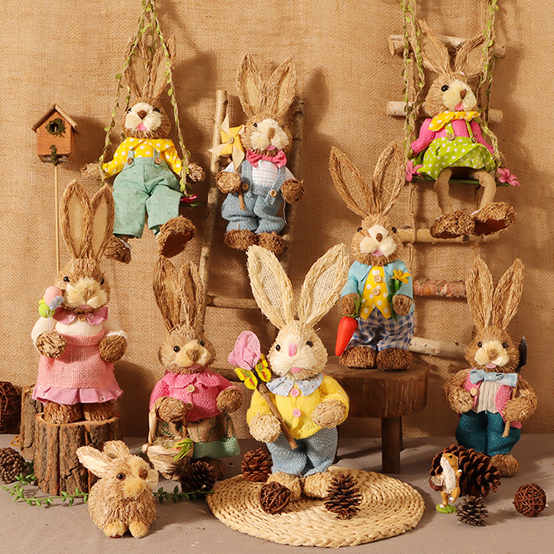 Grass Choreography Rabbit Mori Department Handmade Decorations Garden Furnishing Kindergarten Creative Animal Holiday Gifts Floor Pendulum
