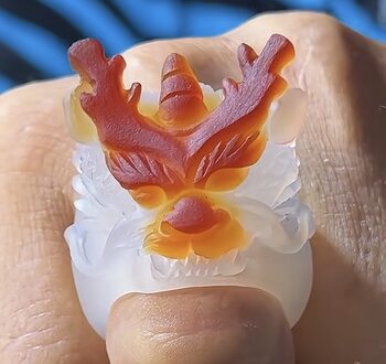 Natural agate faucet ring, finely carved tyrannosaurus rex ring, chalcedony necklace, gift for men and women