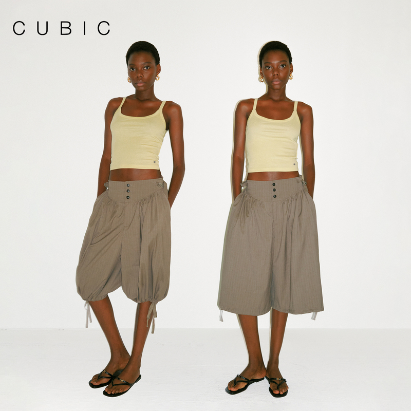 Cubic Retro Relaxed Hem Drawstring Two-Way Design Five-Point Pants Lantern Silhouette Versatile Casual Shorts Cubic Retro Relaxed Hem Drawstring Two-Way Design Five-Point Pants Lantern Silhouette Versatile Casual Shorts