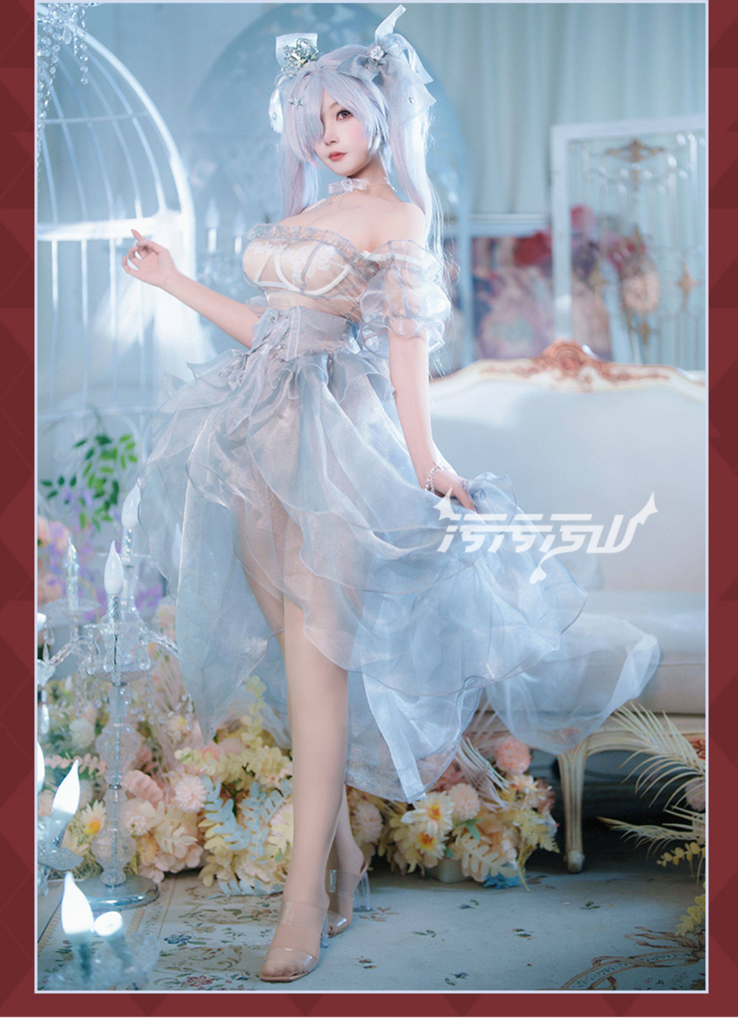 NIKKE: Goddess of Victory: Cinderella | Gray And Blue Cinderella Crystal Princess Cosplay Costume 50 NIKKE Rapi Cinderella Crystal Princess Cosplay Costume