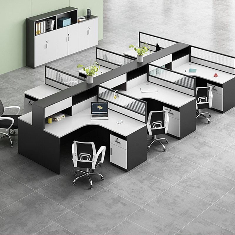 Staff Desk Chair Combination Brief Modern Screen Desk Station 4 6 People's Office Employee cassette