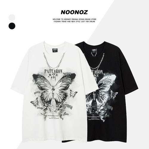 NOONOZ Хлопковая дизайнерская летняя футболка с коротким рукавом в стиле хип-хоп для влюбленных, в американском стиле, оверсайз, тренд сезона