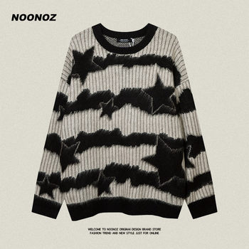 Noonoz striped sweater pullover round neck american retro