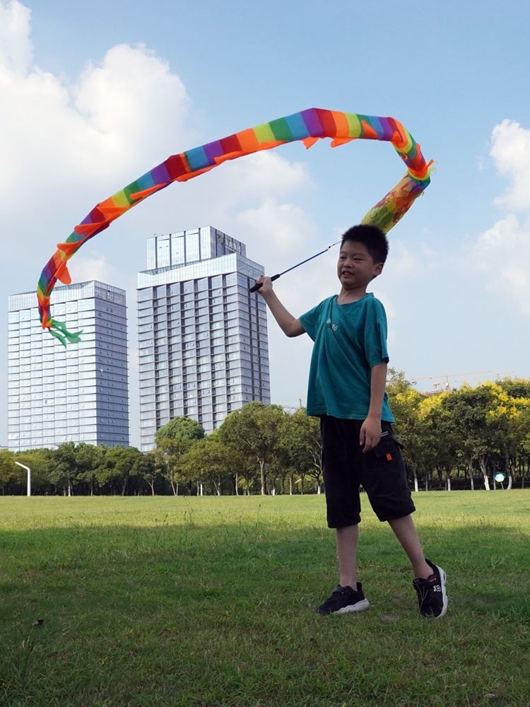 Dragon Dance Dragon With Dragon Head Color Band Juggling Dragon Middle Older People Empty Bamboo Colorful Dragon Children's Hands Dance Dragon With Dance Fitness Props