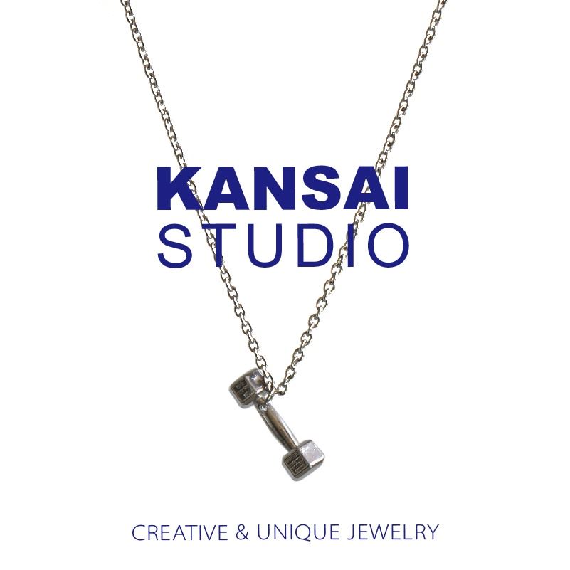 Dumbbells Necklace Homemade Dumbbells Titanium Steel Necklace Earth Cool Trampoline Men and women Couple sweater chains European and American Wind necklaces Little crowdsourced