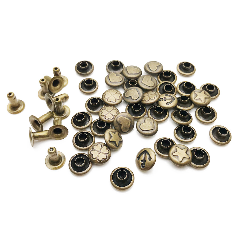 Pure copper pattern hat nail single-sided rivet sub-mother buckle flat rivet nail leather luggage accessories buckle installation tool