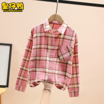 Girl Long Sleeve Shirt Spring Autumn Money Girl Ocean Gas Children Autumn Blouses Pure Cotton Korean Version Mill Wool Lining Thin