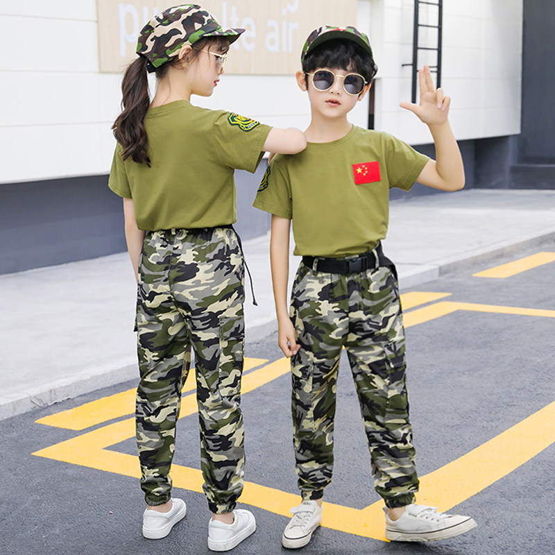 Children's camouflage clothing suit boys' troop training summer clothing primary and secondary school students summer camp clothing girls special forces small military uniform