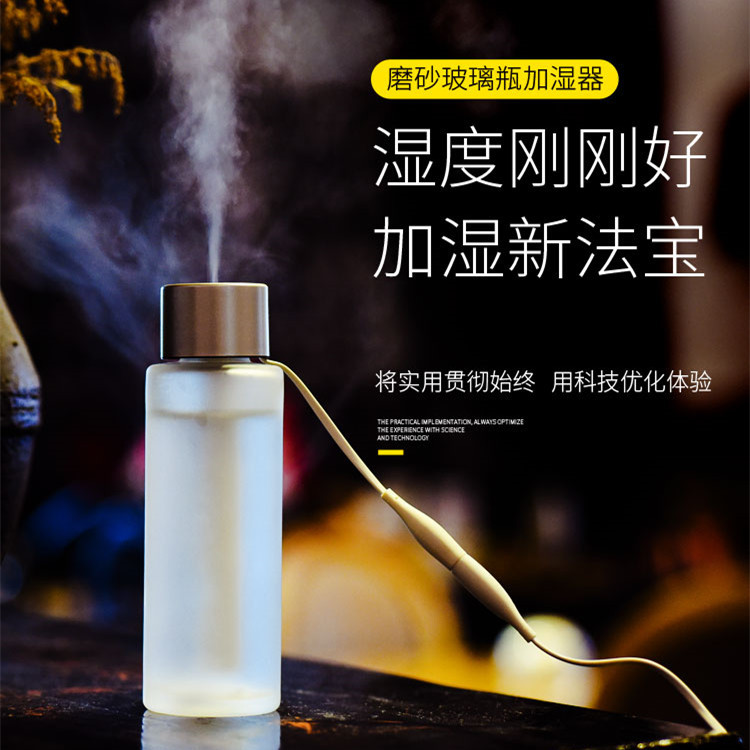 Frosted glass bottle humidifier mini USB humidifier small air purified silent car gift