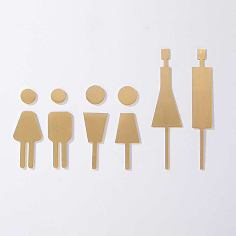 Pure brass toilet signs Nordic creative men and women toilet signs simple hotel toilet guide signs
