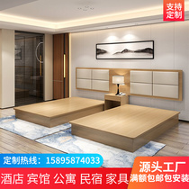 Hotel bed hotel furniture standard room single room full set homestay hotel room apartment rental room double single bed customization