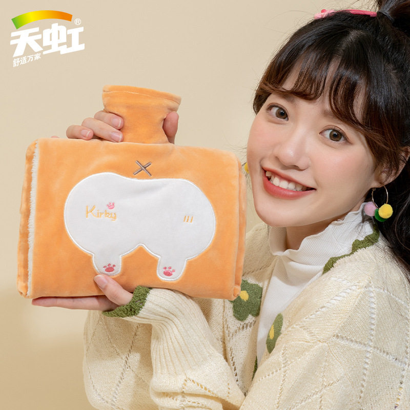 Irrigation hot water bottle can intervene girls apply stomach dormitory sleep warm feet with cute plush water-filled hot water bag