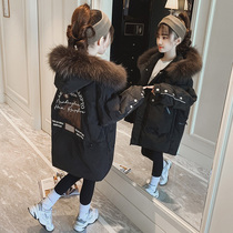 Mid-length girls girl Lieven cap jacket autumn winter 2022 new foreign air CUHK Scout thickened trendy down cotton clothing