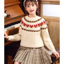 Girl Sweater Autumn Winter 2022 New Winter Korean Version Children Thicken Knit Shirts CUHK Tong Yang Qi Loose Blouse