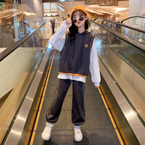 Girl suit Spring and autumn 2022 new autumn clothes Yangqi girl Lieven hat Machia CUHK Tong Trendy Sports Three Sets