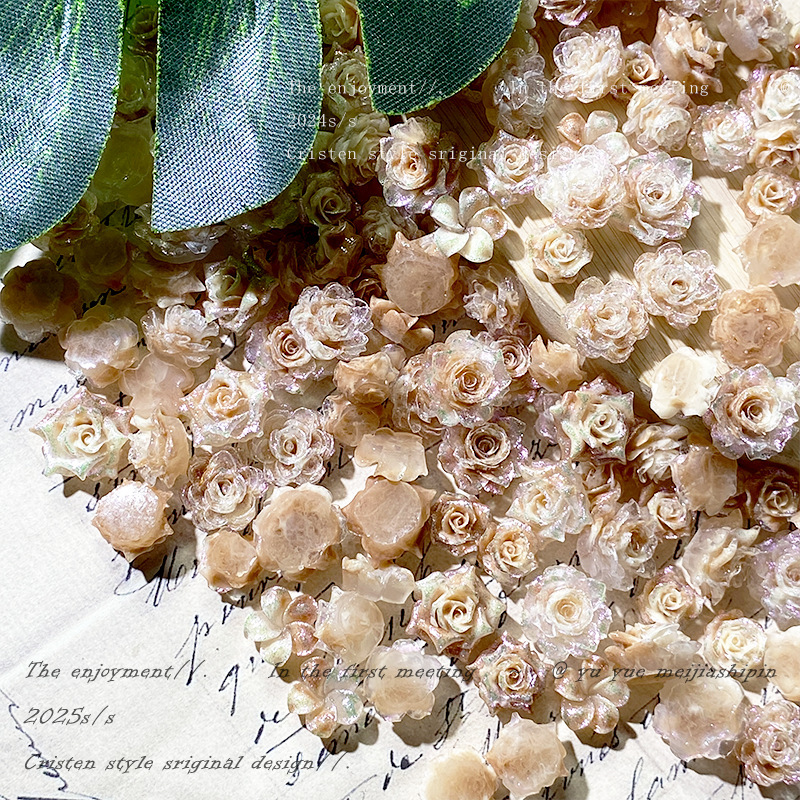 Autumn New Arrivals: Melard Soft True Love Rose Nail Art Accessories, Luminous Resin Coffee Color Series, Camellia Nail Art Materials
