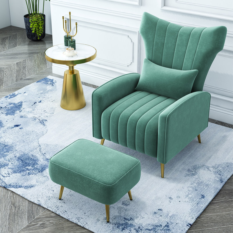 Nordic light luxury sofa American single fabric lazy modern minimalist living room balcony leisure tiger chair small apartment