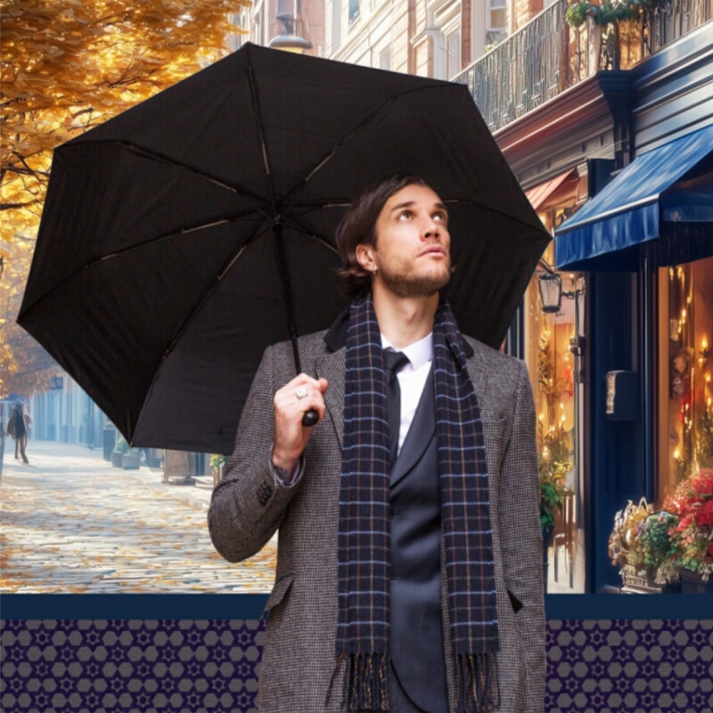 Balios Umbrella Men's Wooden Handle Three-Fold Folding Umbrella Women's British Umbrella Automatic Umbrella Lover's Gift Gift Box Sf Express
